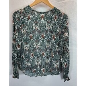 Morris‎ & Co X H&M Floral Viscose Smocked Wrist Blouse Boho Size 6